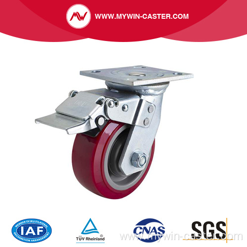 Heavy 5 Inch 380kg Plate Brake TPU Caster